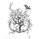 Eve reaches out to the apple tree tattoo design idea