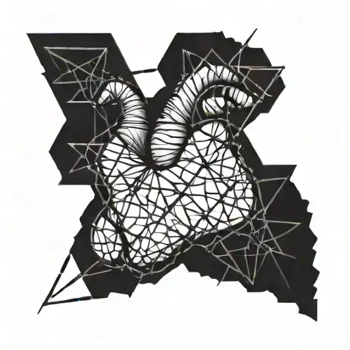 geometric heart shape. outline made of barbed wire. empty interior. minimalist style tattoo design idea