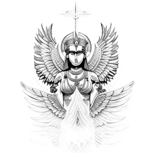 goddess isis with wings unique design tattoo design idea