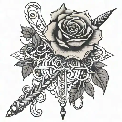riding crop where there is a rose, then like braided thorny stems and then something cool for the tassels.  tattoo design idea