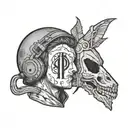 A tattoo design featuring Josh Dun with the twenty one pilots logo on the back tattoo design idea