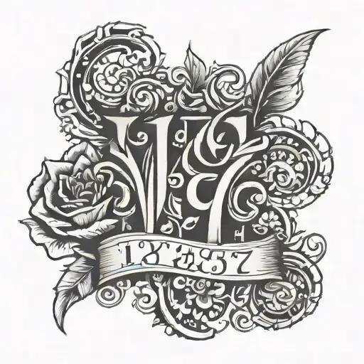 times new Roman font with numbers 1176 tattoo design idea