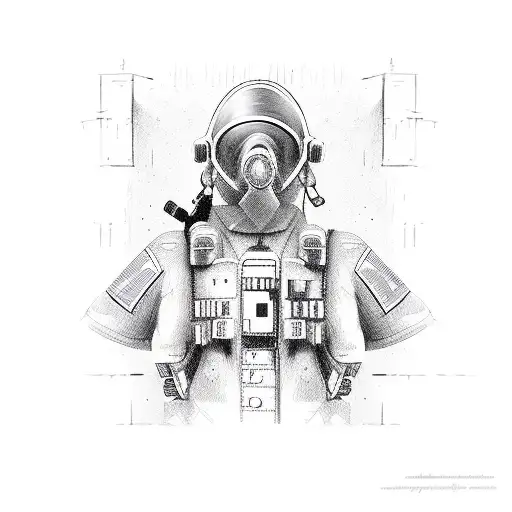 A paramedic heroically saving lives in a sketch style tattoo design idea