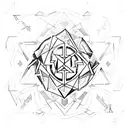 Incorporate motivational phrases in Latin script with geometric triangles, symbolizing the client's love for ancient Rome and self-improvement tattoo design idea