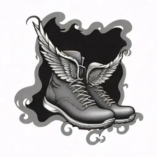 foot tattoo of running spike with wings and the letter g   tattoo design idea