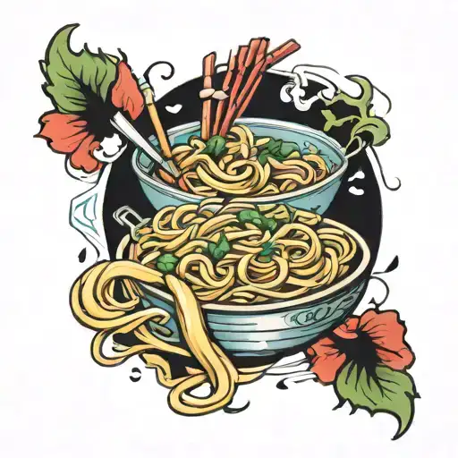 noodles meal tattoo design idea