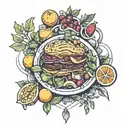 vegan meal tattoo design idea