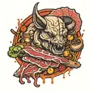 meat meal tattoo design idea