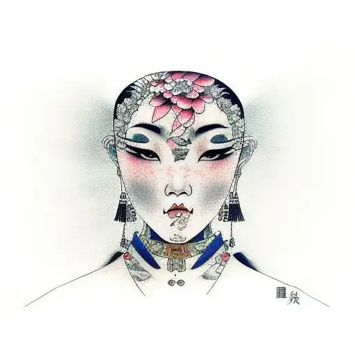 woman mirror tattoo design idea