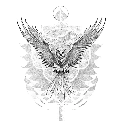phoenix bird with lion tattoo design idea