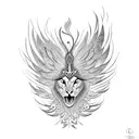 phoenix bird with lion tattoo design idea