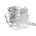 phoenix bird with lion tattoo design idea