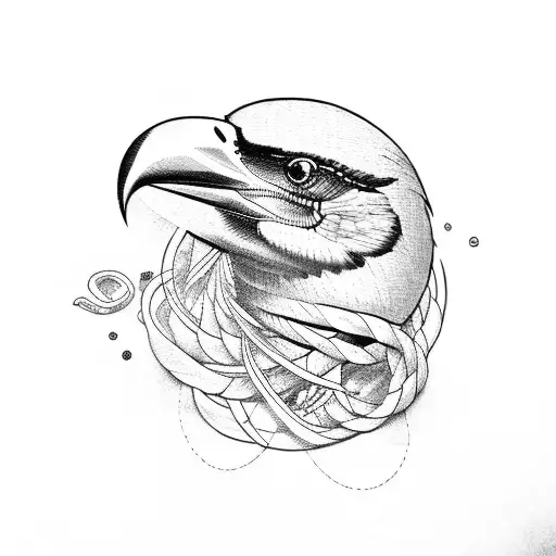 crow and snake tattoo design idea