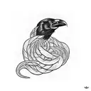 crow and snake tattoo design idea