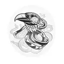 crow and snake tattoo design idea
