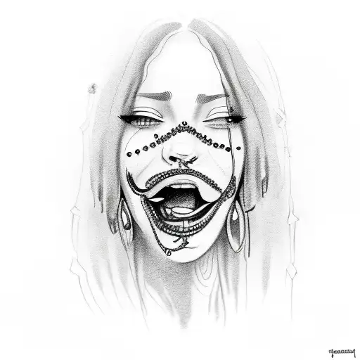 rasta woman with piercings, tattoos and blue eyes smiling tattoo design idea