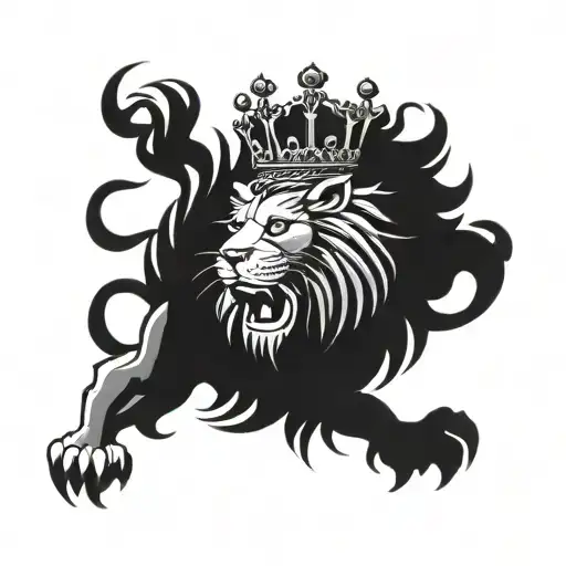 lion rampant with a crown tattoo design idea