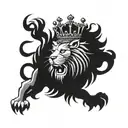 lion rampant with a crown tattoo design idea