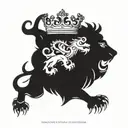 lion rampant with a crown tattoo design idea