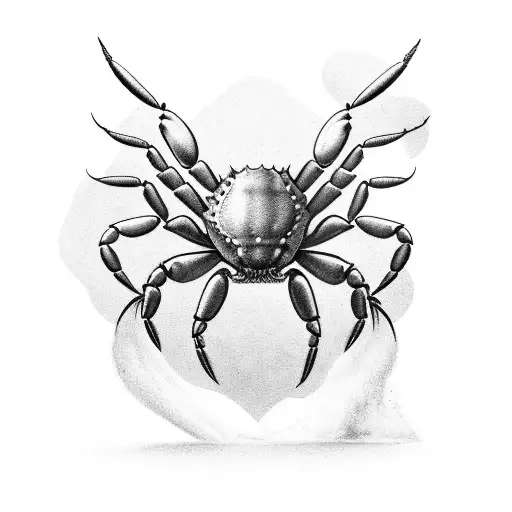 A surreal composition of a crab breaking free from its shell, symbolizing the client's love for freedom tattoo design idea