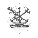 tomahawk with boat anchor tattoo design idea