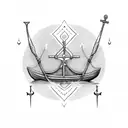 tomahawk with boat anchor tattoo design idea