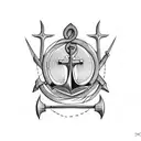 tomahawk with boat anchor tattoo design idea