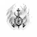 tomahawk with boat anchor tattoo design idea