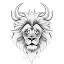 Lion head with ram horns  tattoo design idea