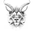 Lion head with ram horns  tattoo design idea