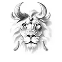 Lion head with ram horns  tattoo design idea