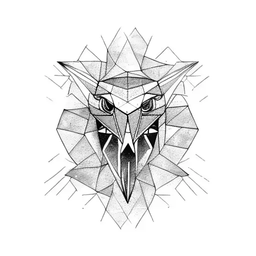 black and grey water color geometric hawk tattoo design idea
