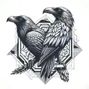 raven and wolf surrounded tattoo design idea