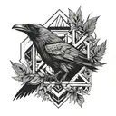 raven and wolf surrounded tattoo design idea