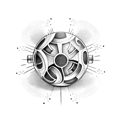 Bowling ball with biomechanical elements tattoo design idea