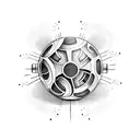 Bowling ball with biomechanical elements tattoo design idea