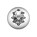 Bowling ball with biomechanical elements tattoo design idea