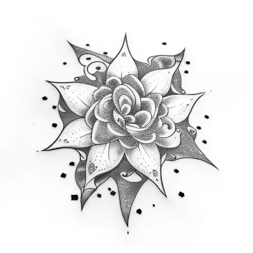 Flower stars swirls sleeve tattoo design idea