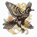 crow chasing a butterfly tattoo design idea