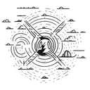 A minimalist tattoo of the Elvish script 'Not all those who wander are lost' with clouds floating above it tattoo design idea