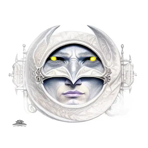 Crescent Moon Man in Armor tattoo design idea