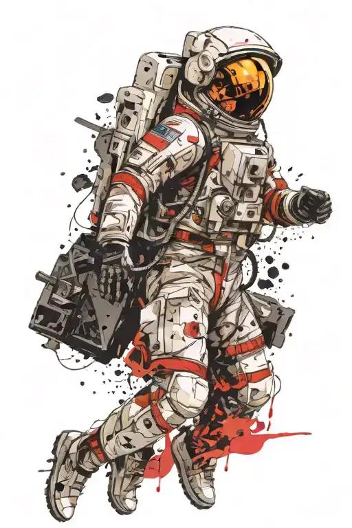 Astronaut floating in space tattoo design idea