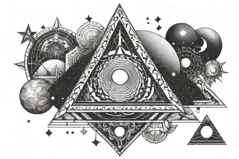 Libra stars moon pyramid tattoo design idea