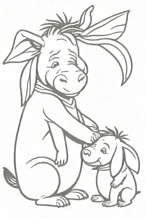 eeyore and piglet hugging each other tattoo design idea