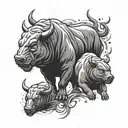 bull vs bear tattoo design idea