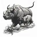 bull vs bear tattoo design idea