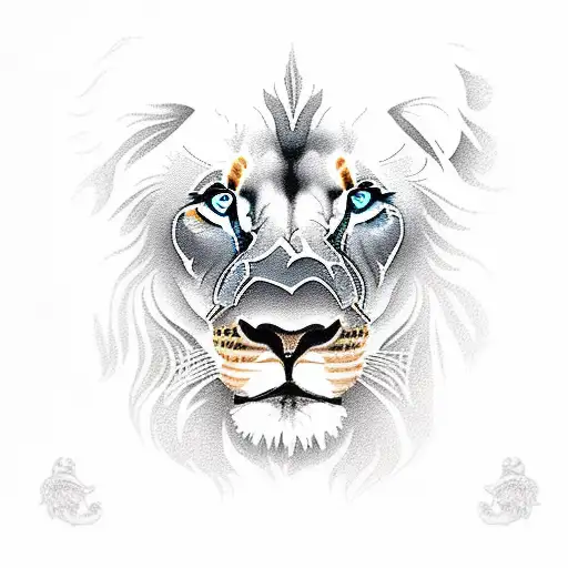lion with 3 lion cubs tattoo design idea