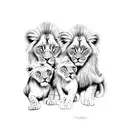 lion with 3 lion cubs tattoo design idea