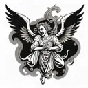 angel shouting loud using hand tattoo design idea