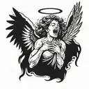 angel shouting loud using hand tattoo design idea